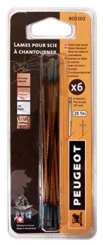 Peugeot 803202 Jeu de 6 Lames à goujons 127 x 2,41 x 0,25 mm 25 TPI