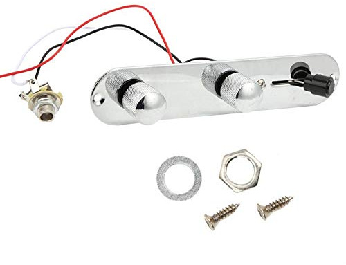 Alnicov 3-Wege-Kontrollplatte für TL Tele Telecaster Gitarre, vorverdrahtet, mit Klinke, Chrom