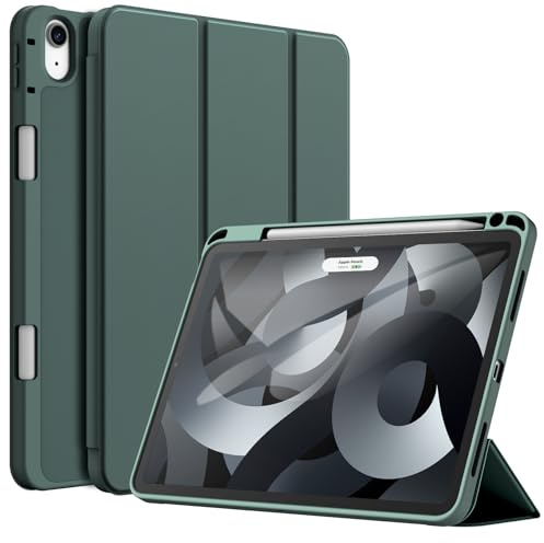JETech Hülle für iPad Air 11 M4/M3/M2 & Air 5/4 10,9, Neblig Grün | Für iPad Air 11 (2026-2024) & Air 10,9 (2022/2020), Weiches TPU, Pencil Holder, Dreifach-Ständer, Stoßfestes Leichtdesign