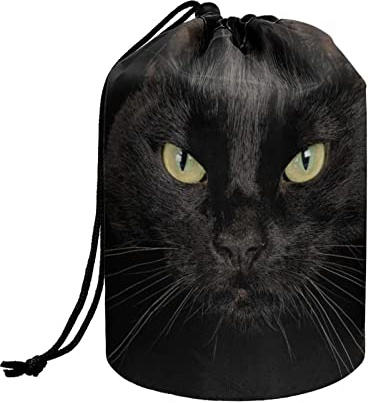 chaqlin Kosmetiktasche mit Kordelzug, für Damen und Mädchen, tragbar, Kosmetiktasche mit Kordelzug, schwarze katze, Einheitsgröße, Kulturbeutel