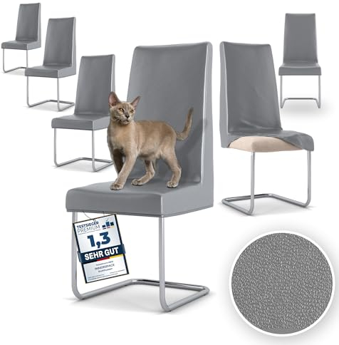 Innerspace Stuhlhussen 6er Set in Grau | Blickdichte, Wasserabweisende, Elastische Stuhlbezüge für Kinder & Haustiere | Stuhl Überzüge für Schwingstühle/Freischwinger – Jetzt Set wählen!