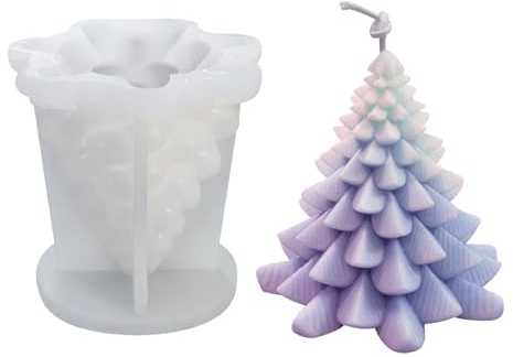 Vordpe Kerzenform Silikon Weihnachtsbaum Kerzenformen zum, Kerze Machen, für Harz Form, Silikonformen Gießformen, Aroma Kerzenform zum DIY, Weihnachten Deko (B)
