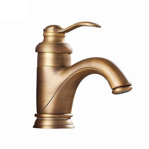 ZYCDP Mischbatterie Waschbecken Vintage Badarmatur Einhebel Mischbatterie Waschtischarmatur Retro Kaltes und Heißes Wasser, Antiquität, Kurz