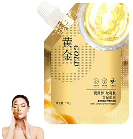 Retinol Snake Venom Peptide Gold Mask, Huasurv Gold Mask, Rejuvenating Gold Peel Off Mask, Retinol Snake Venom Gold Mask, Reduces Fine Lines and Cleans Pores (1PCS)