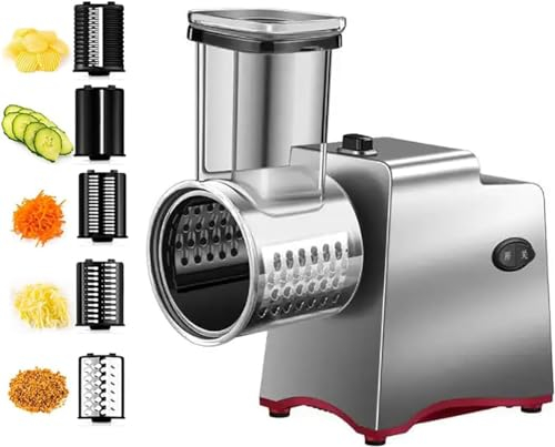 GAORUTO Rallador de Queso eléctrico,rebanador de Verduras, rallador rotatorio eléctrico, Picador, máquina para Hacer Ensalada, rebanador Multifuncional de Acero Inoxidable de Gran diámetro A