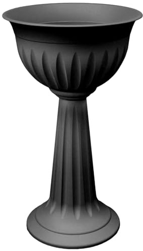 Muddy Hands 75cm Tall Black Plastic Large Plant Pot Outdoor Garden Patio Urn Round Tall Planter Stand Water Feature