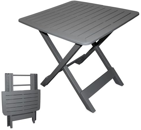 Spetebo Klapptisch Tevere grau - 72 cm - Kunststoff Garten Beistelltisch