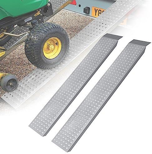 LILIIN Lot de 2 rampes de chargement pour voiture - 400 kg - En acier galvanisé - Rampe de charge - Rampe de charge - Rampe en aluminium pour moto, remorque, tondeuse à gazon, tracteur à gazon (160