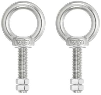 PATIKIL Bulloni Occhiello Golfari, 2pz M10x50 Vite Bullone Spallamento Sollevamento Acciaio Inossidabile 304 Vite Filettata Anello Spalla con Doppi Dadi Fissi per Sollevamento Sospeso