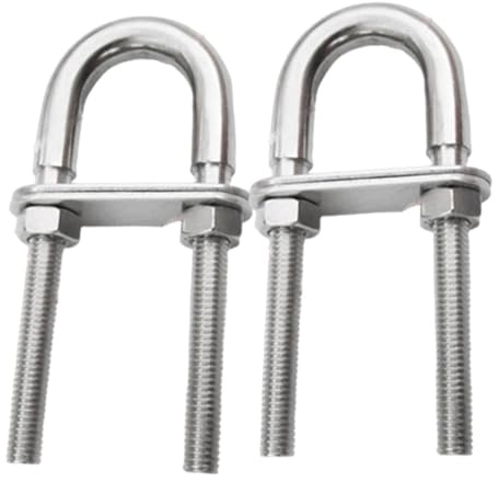 Folpus 2 piezas de de ojo de proa de popa de barco marino, pernos en U, accesorios para barco de acero inoxidable con arandelas de tuercas hexagonales