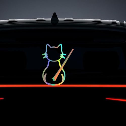 Iprokiu Cute Cat Rear Window Wiper Decal Waterproof Vinyl Decal Lovely Cat Moving Tail Waving Wiper Sticker Car Decor Animal Windshield Wiper Sticker for SUV (Dazzle Color)