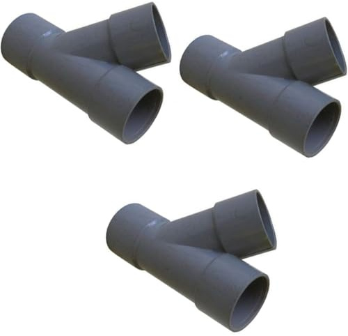 PVC Y-Branch Pipe Fitting, 50mm, Grey, Pack of 3, Solvent Weld Waste