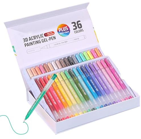 Acrylfarben-Gelstifte, Glasmarker, 1 mm Spitze, Glitzer, 3D-Farbmarker für Entspannung, Malen, Kunst, Handwerk, Stoff, Holz, Glas, Scrapbooking, Schulprojekte