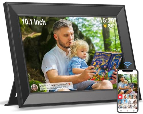 Frameo Digital Picture Frame, Smart WiFi Digital Photo Frame with 10.1 Inch HD IPS Touch Screen, Auto-Rotate, Send Pictures from Anywhere via Frameo App, Great Gift for Mom and Women