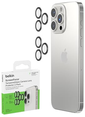 Belkin Screenforce TemperedGlass Protections d'objectifs pour Apple iPhone 15 Pro et iPhone 15 Pro Max, compatibles avec les étuis et coques de protection, accessoires pour Apple iPhone (Pack de 2)