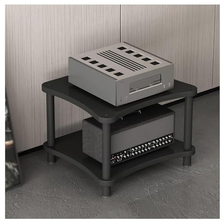 HTYUKFDG Hochleistungs-Audio-Rack, Holz, HiFi-Verstärker-Rack/Audio-Video-Regal, moderner AV-Medienständer, Eckregal, DVD-Vitrine(Svart,2 Tier)