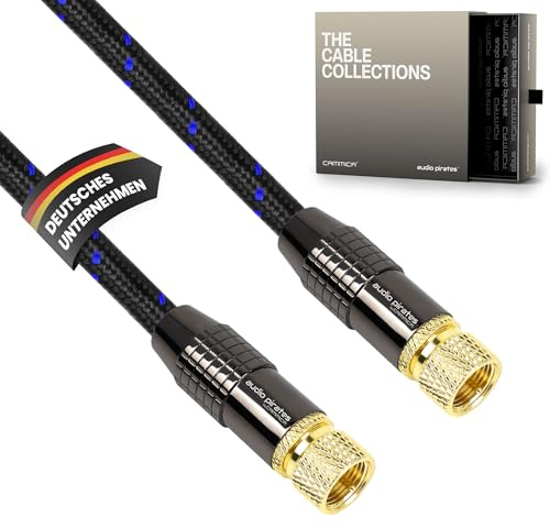 audio pirates Cavo coassiale RG6 – Cavo SAT con connettori F dritti – Cavo satellitare coassiale a doppia schermatura con diametro di 7 mm – Cavo antenna, cavo coassiale nero/blu (confezione da 1 - 1