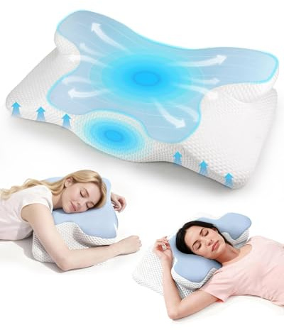 Trongle Almohada Cervical, Cojín Ergonómico con Apoyo Cervical, Transpirable con Funda Lavable, Ideal para Dormir Lateral o Supino, Almohada Cervicales y Cuello