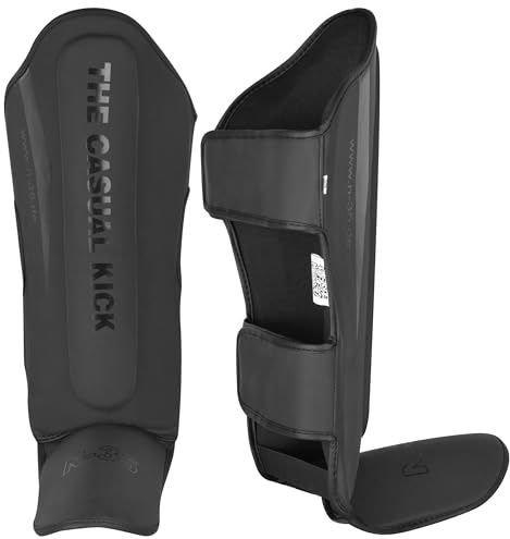N-35 Schienbeinschoner Carbon für Kampfsport, Schwarz, Unisex, Kunstleder mit Klettverschluss, für Taekwondo, Kickboxen, Muay Thai (Medium)
