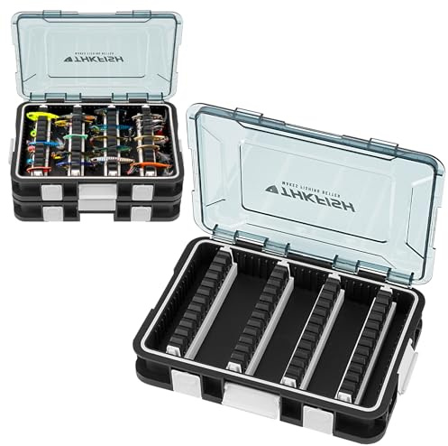 Caja de cebo para pesca, 2 cajas de pesca de 23 x 16 x 5 cm, caja de aparejos de pesca con separadores extraíbles, cajas de pesca para señuelos de pesca Hardbaits Swimbait (plástico verde)