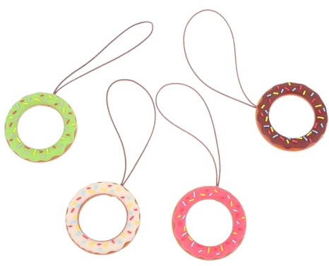jojofuny Lanières pour Téléphone en Silicone 4 Pièces Donut Décoratives et Anti-perte, Accessoires Créatifs et Adorables pour Téléphone Portable et Appareil Photo, Anniversaire
