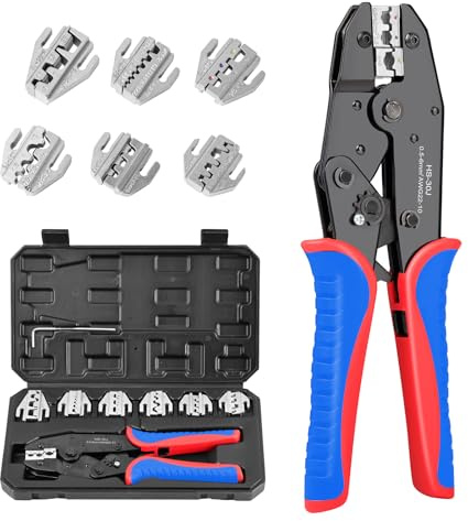 Crimpadora Terminales Eléctricos, 7 en 1 Alicates de Crimpado Profesional (0.5-35mm²), Herramienta Crimpado Solar MC4 para Terminales Aislados y No Azul