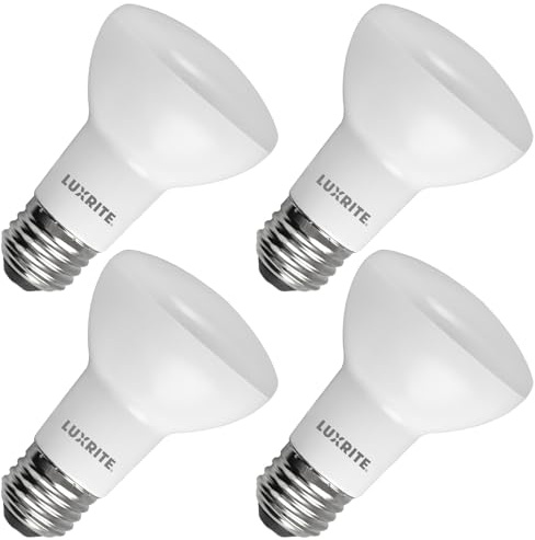 LUXRITE BR20 LED Bulb, 45W Equivalent, 6500K Daylight, Dimmable, 460 Lumens, R20 LED Flood Light Bulb 6.5W, Energy Star, Damp Rated, E26 Base, Perfect for Recessed and Track Lighting (4 Pack)