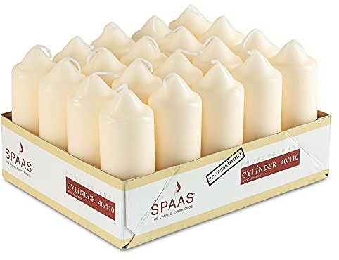SPAAS Ivory Pillar Candles - 20 Pack | 1.5x4 Inch Bulk, Dripless Dinner Candles | Unscented for Home Decor, Memorial, Vigil, Parties, Wedding, Decorative Lantern