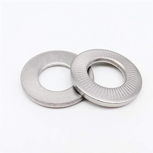 yjknwan Risolto in Modo Sicuro 2/50 M3 M4 M5 M6 M8 M10 M12 M16 304 Stainless Steel Disc Spring seghettata Rondella conica zigrinata Elastico Guarnizione Adatto (Inner Diameter : 50pcs M3)