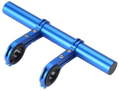 Ezweiji Fahrrad Lenker Erweiterung, Durchmesser von 25,4-31,8 mm Fahrradlenker verlängerung mit Zwei blaue Lenkerhalterungen Halter für Taschenlampe Smartphones GPS-Geräte (Blau)