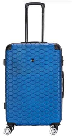 Eagle Hexagon ABS Hard Shell Spinner Suitcase - Lightweight, Robust, with 4 Wheels - Blue | Easy Luggage (Medium)