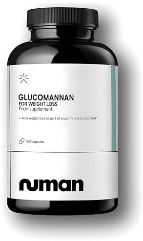 Numan Glucomannan for Weight Loss Support – Feel Full & Reduce Appetite, Glucomannan Capsules 1000mg per Serving | Natural Fibre from Konjac Root, Vegan-Friendly | 180 Capsules | Made in The UK