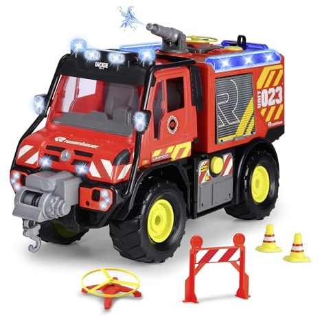 Dickie Toys - Unimog U530 Fire Rescue (50 cm) - großes Feuerwehrauto mit Wasserspritze & Seilwinde per Stick-Controller, Kinder-Spielzeug ab 3 Jahre mit Licht & Sound, inkl. Batterien