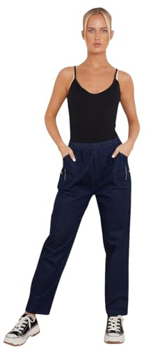AR Paris Fashions® Women’s Casual Wear Pull-On Stretchy Denim Jeans - Ladies Elastic Waist Straight Leg Relaxed Fit Bottom Pants (Navy, 16)