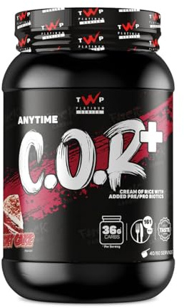 TWP Nutrition Platinum Series Cream of Rice Carb Powder Shake COR+, Pre & Probiotics for Digestion Support, Gluten, Wheat & Sugar Free, 1.8kg & 80 Servings 3 Great Flavours (Velvet Cake)