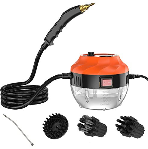Nettoyeur à Vapeur Haute Pression 2500W, Machine De Nettoyage à Vapeur Portable Haute Température Avec 3 Brosses, Nettoyeur Vapeur à Main Puissant Portatif Pour Graisse Cuisine, Meubles (Orange)