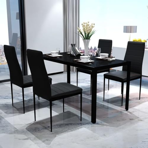ShGaxin Matbord och stolar set 5 delar, köksbord och stolar, matbord och stolar, matsalsmöbler, möbelset, svart