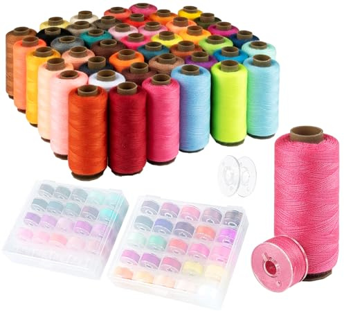 90 Stück 45 Farben Nähgarn &Spulen Garn, 400M Garn für Nähmaschine, Nähzubehör, Polyester Nähmaschine Kit für Handnähen, Nähen, DIY