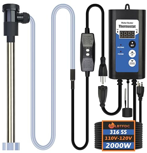 XCLBTFDC 2000W Immersion Water Heater Portable Electric Bathtub & Pool Fully Submersible Water Heater with Temp Control, GFCI for Hot Tub, Bucket, Swimming pool, above ground pool, baptistry & spa tub