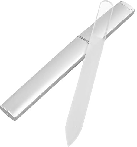 Czech Glass Nail File in Case, Natural Nails - Professional Salon-Quality Crystal Nail Filer, Handcrafted in The EU, Durable and Hygienic Manicure Tool with Protective Case ﻿