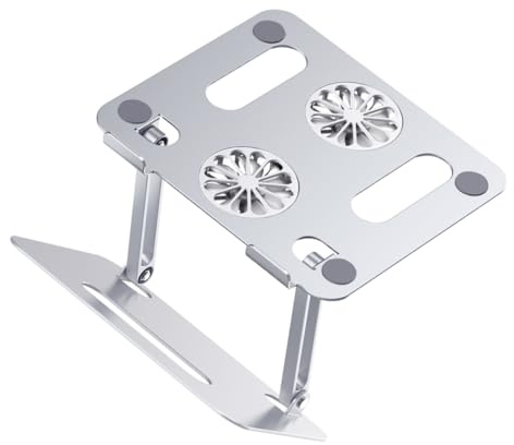 MERRYHAPY Raffreddamento Laptop Lega Alluminio Regolabile con Ventole Base Stabile per Notebook Design Ergonomico e Resistente per Uso Domestico e