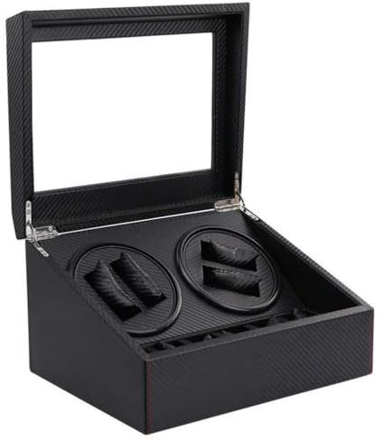 SHRGOMPIT Svart kolfiber Shaker mekanisk klocka automatisk shaker 4+6 elmätare box motorbox winder