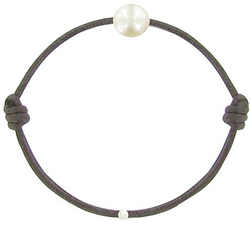LES POULETTES BIJOUX – barnarmband – min första pärla – vaxat bandarmband – vit odlad sötvattenspärla 6–7 mm – färger, En storlek, Sten, Pärla