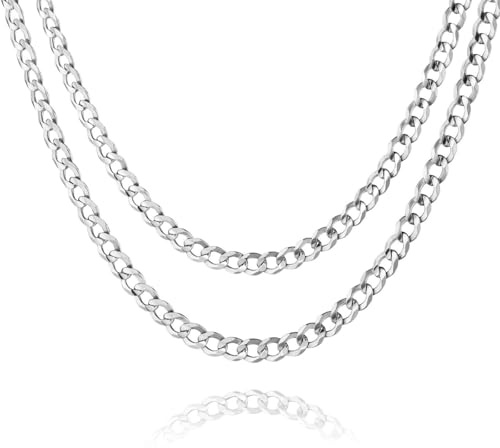 Herrhalsband Massivt 925 Silver Glänsande Kubansk Länk 60cm