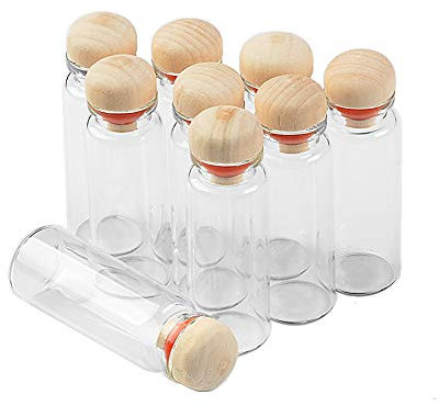 Jarvials 24pcs 14ml Bouteille en Verre Transparent Avec Bouchon en Bois Dur，Les Bouchons en Rondins Ont De Bonnes propriétés d’étanchéité et Sont très spéciaux. (24, 14ml)