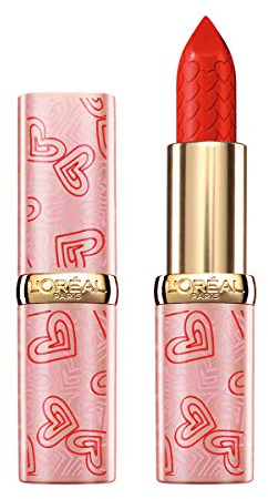 L'Oréal Paris MakeUp Limited Edition 2021 Je T'Aime Color Riche Lippenstift mit erhabenen Herzen, volle Farbe, Satin-Finish, 125 Maison Marais - 200 g