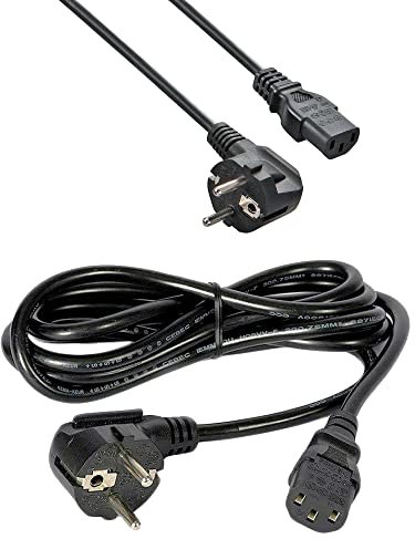 SIMPLETEK – Câble triple alimentation pour PC fixe DESKTOP assemblé alimentation ordinateur moniteur prise de Schuko 3 broches universel 1,5 m noir