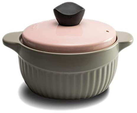 SMSOM Premium Ceramica casseruola Argilla pentola con Coperchio, for la Cottura Hot Pot e minestra, Resistente alle Alte Temperature Ceramica Pot della minestra, Forno a microonde Cassaforte, 2.5L