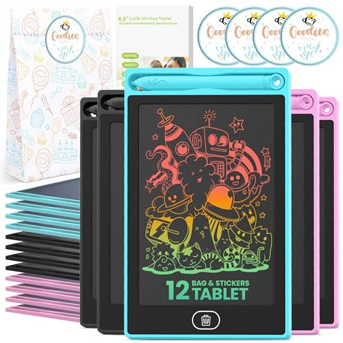 Riff Flying LCD-Schreibtafeln für Kinder, 16,5 cm (6,5 Zoll), Partygeschenke, Taschen-Geschenk, Klassenzimmerpreise, Bürogeschenke, Tafel, 12 Stück