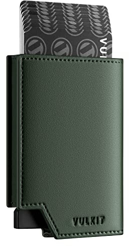 VULKIT Kreditkartenetui RFID Blockierendes Pop Up Kartenetui aus Leder für Männer und Frauen, mit Geldscheinfach und Magnetverschluss